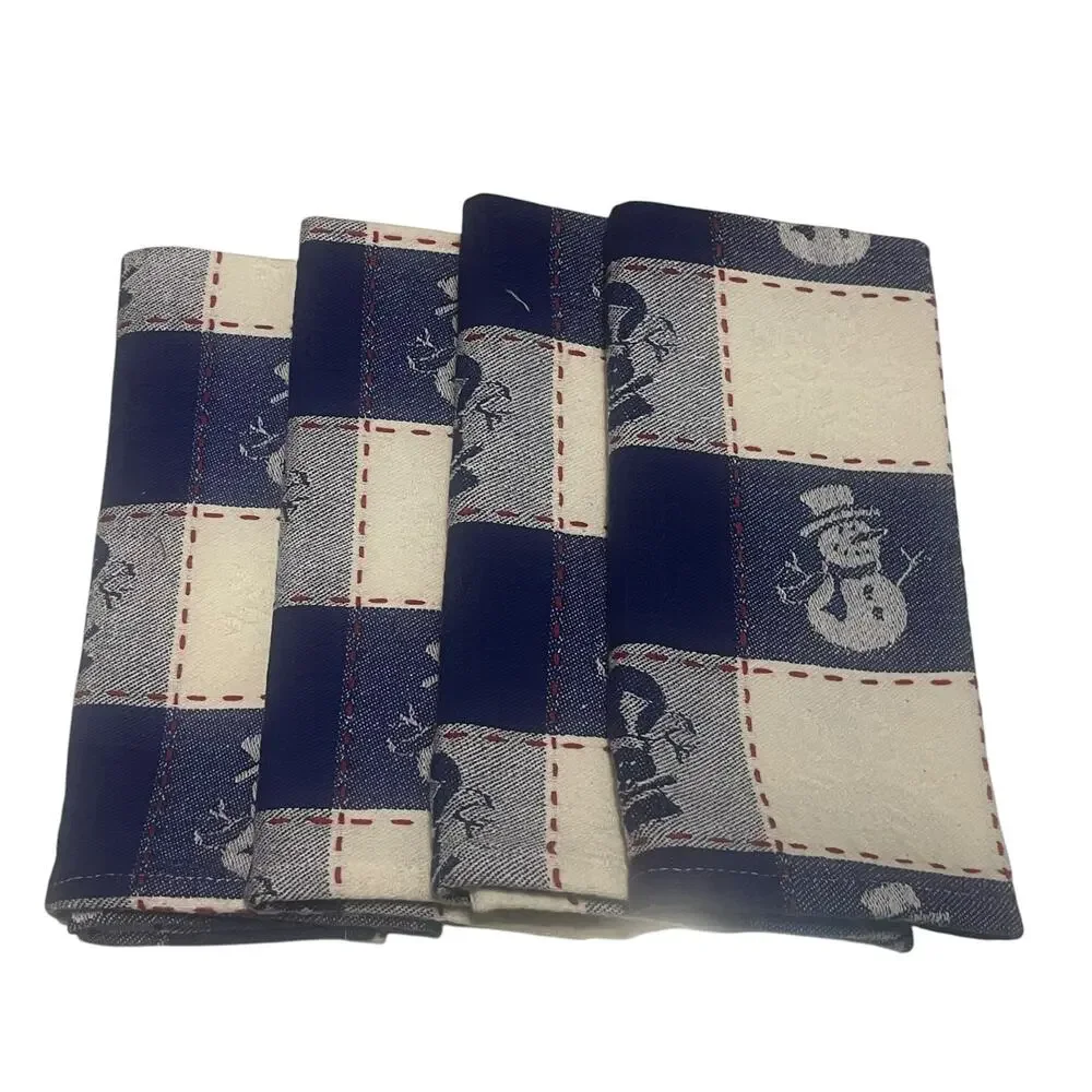 Snowman Cloth Plaid Napkins Set of 4
